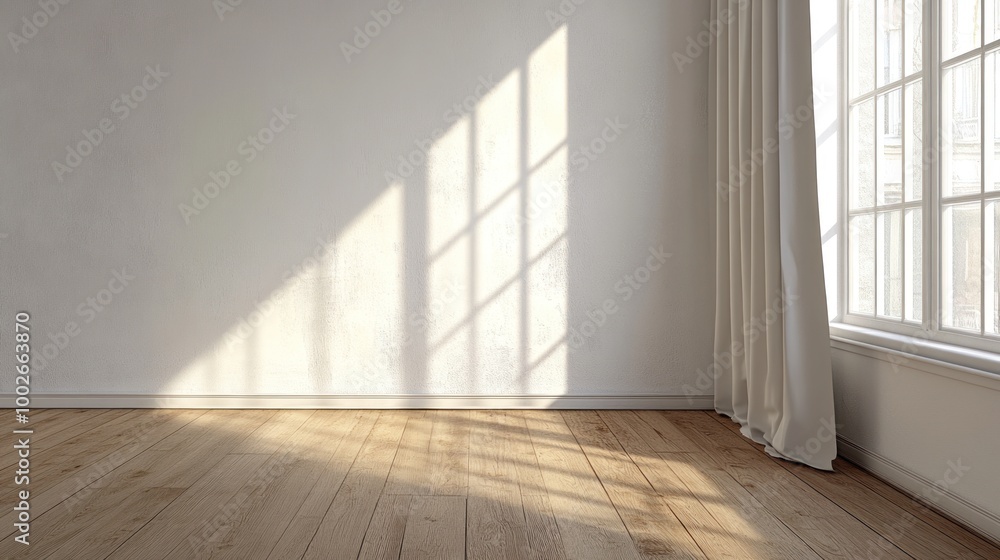 Poster sunlight streaming through a window in an empty room
