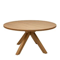 wooden round coffee table, isolated. 	