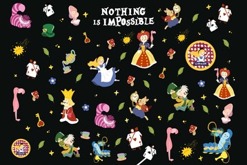 Alice in wonderland pattern illustration