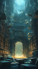 An Old Library In A Magical World