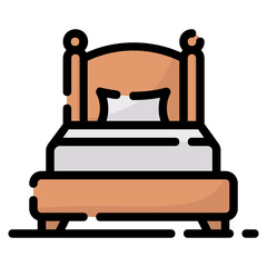 bed filled outline vector icon