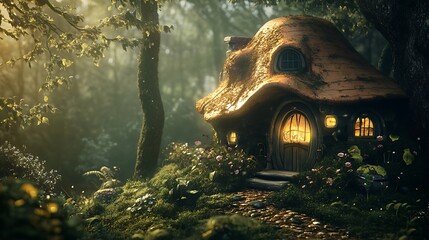 Serene fairy house harmonizing with the surrounding nature image