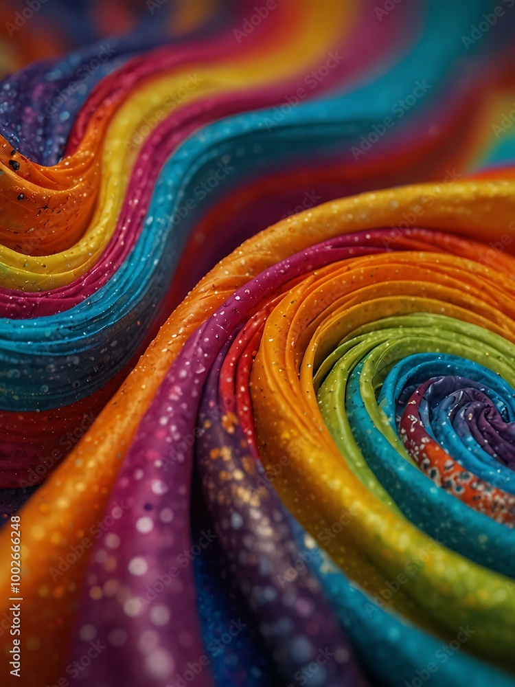 Poster vivid abstract fabric swirl with bright colors and dynamic patterns.