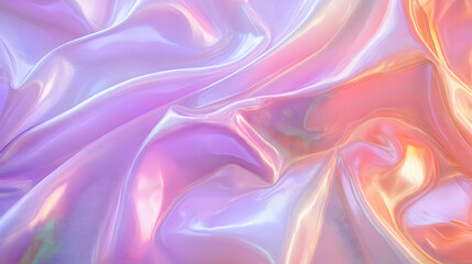 Obraz premium Iridescent Holographic Background a pastel purple to peach gradient