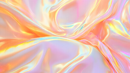 Fototapeta premium Iridescent Holographic Background a pastel ochre to orange gradient