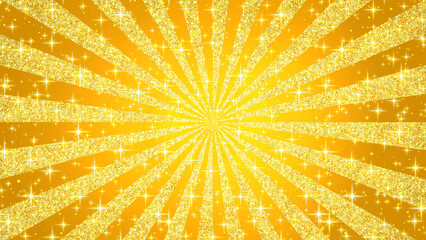 集中線　金　ゴールド　素材　キラキラ　おしゃれ　サンバースト　ラメ　柄　キャンペーン　フェア　バーゲン　ギフト　初売り　年賀　正月　優勝　豪華　高級感　神秘的　幻想的　ファンタジー　光る　華やか　派手　エフェクト　ポスター　16:9