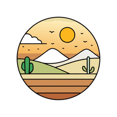 A minimalist landscape with a sunset gradient, featuring a single hill and a few small trees in the foreground.