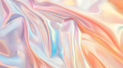 Fototapeta premium Iridescent Holographic Background a pastel pearl to peach gradient