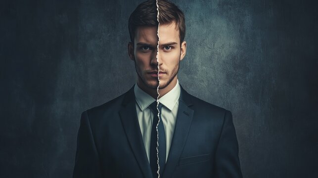 Businessman in split personality concept