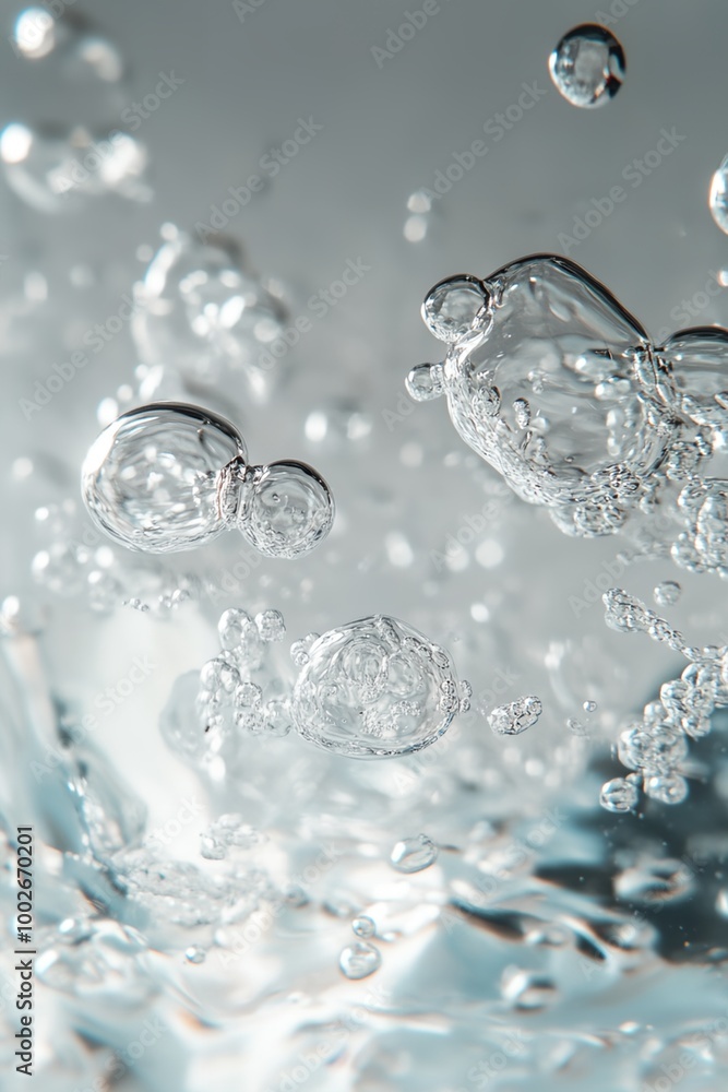 Poster the image is of a body of water with many small bubbles floating on the surface. the bubbles are sca