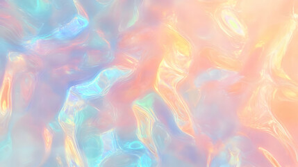 Obraz premium Iridescent Holographic Background a pastel peach to turquoise gradient