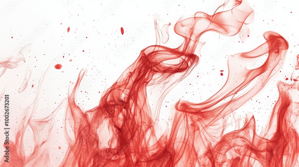 Poster isolated red flames with detailed flickers, rising up dynamically against a white background.