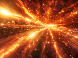 Obraz premium Cosmic Firestorm Explosion in Vibrant Galactic Landscape