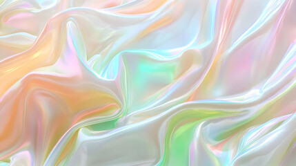 Fototapeta premium Iridescent Holographic Background a pastel forest green to peach gradient