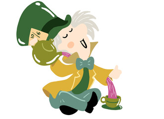 Alice in wonderland elements illustration