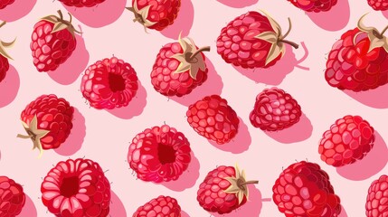 Seamless repetitive pattern background of raspberry fruit for fabric design