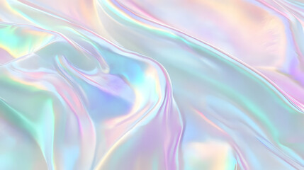 Obraz premium Iridescent Holographic Background a pastel mint to peach gradient