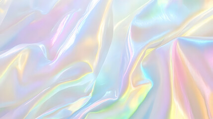 Obraz premium Iridescent Holographic Background a pastel mint to yellow gradient