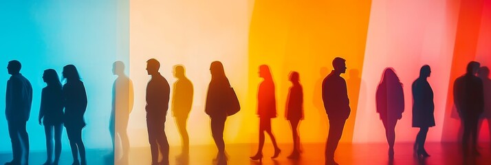 Close-up of three women in profile with vibrant lighting symbolizing inclusion and diversity. Expressions convey unity and empowerment.