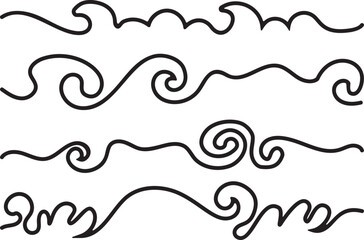 Fototapeta premium Hand drawn underline, squiggle curly wavy doodle. Brush line markers collection. Can be used as text dividers.