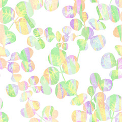 Watercolor pastel tropical leaves seamless pattern 