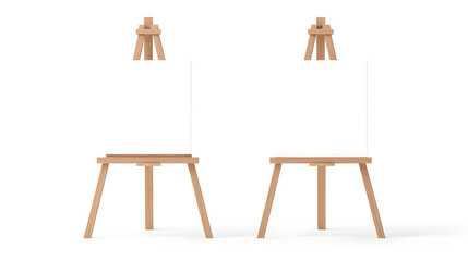 Two Wooden Easels with Blank Canvases in a Minimalist Setting