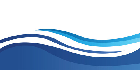 Blue and white business wave banner background. Minimal abstract wave design. Vector illustration