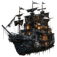 Ghost ship, Halloween element, png isolated on an empty background