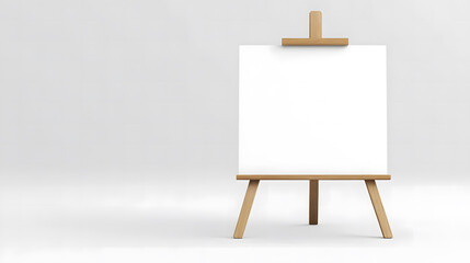  Blank Wooden Easel with White Canvas on Minimalist Background