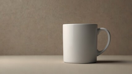 Obraz premium A mockup of a single plain white mug on a neutral background