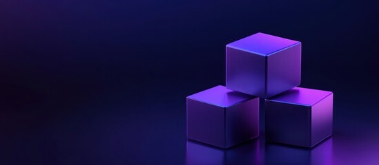 Fototapeta premium Purple and Blue Geometric Shapes on a Black Background