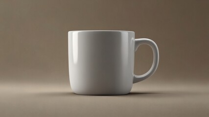 Obraz premium A mockup of a single plain white mug on a neutral background