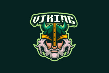 Viking Head Vector Mascot Logo Design Template