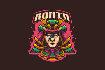 Samurai Ronin Vector Mascot Logo Design Template