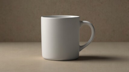 Obraz premium A mockup of a single plain white mug on a neutral background