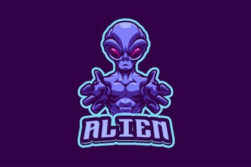 Alien Humanoid Vector Mascot Logo Design Template