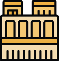Simple icon of a hydroelectric power station generating renewable energy