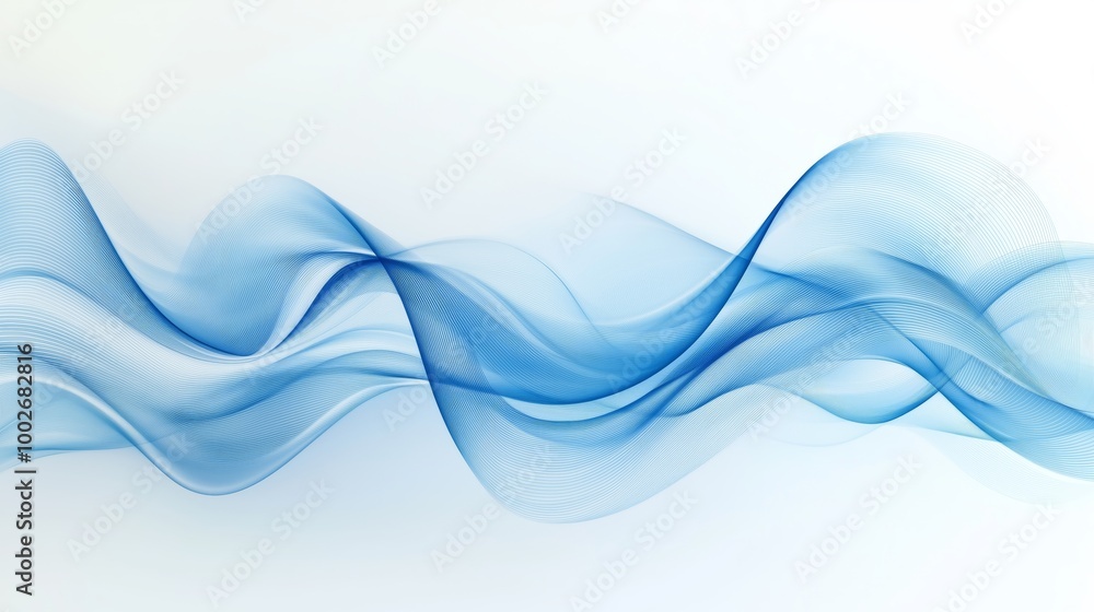 Poster blue waves on a white background, a vector illustration in the style of abstract lines and shapes, a