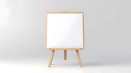  Blank Wooden Easel with White Canvas on Minimalist Background