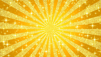 集中線　金　ゴールド　素材　キラキラ　おしゃれ　サンバースト　ラメ　柄　キャンペーン　フェア　バーゲン　ギフト　初売り　年賀　正月　優勝　豪華　高級感　神秘的　幻想的　ファンタジー　光る　華やか　派手　エフェクト　ポスター　16:9