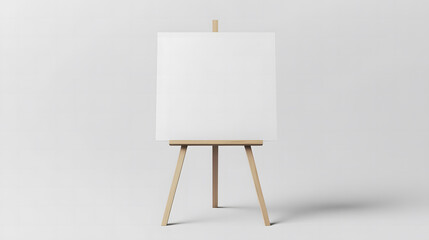  Blank Wooden Easel with White Canvas on Minimalist Background