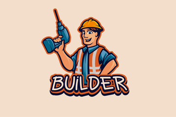 Builder Occupation Vector Mascot Logo Design Template