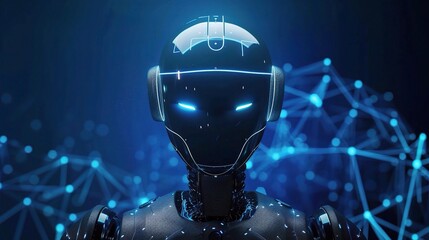 Stunning Blue Intelligent Robot Technology Background: A Futuristic and Advanced Vision. Explore the Possibilities