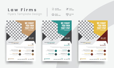 Professional corporate law firm flyer for lawyer brand identity promotion. Modern lawyer flyer or attorney flyer with marketing layout. Vol - 1