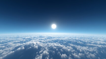 A tranquil morning above the clouds, with a deep blue sky