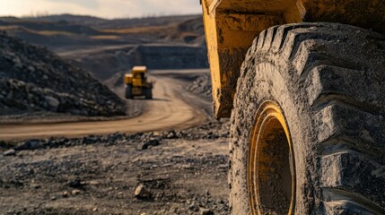 Close-up of a Giant Tire in a Mine