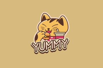 fastfood cat mascot logo