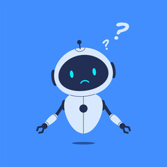 Puzzled robot unsure of the answer. Vector illustration for tech-themed designs, chatbot concepts, and playful AI-related projects