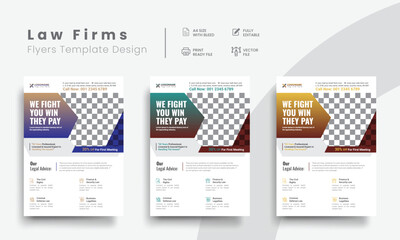 Professional corporate law firm flyer for lawyer brand identity promotion. Modern lawyer flyer or attorney flyer with marketing layout. Vol - 3