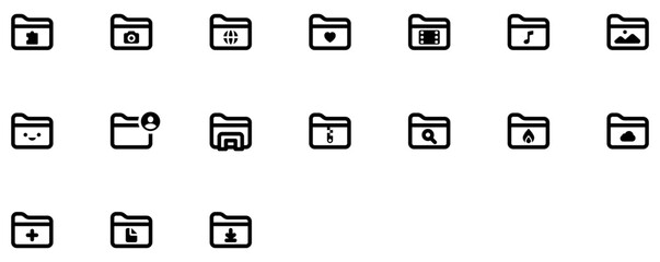 Set of Folder types icons
